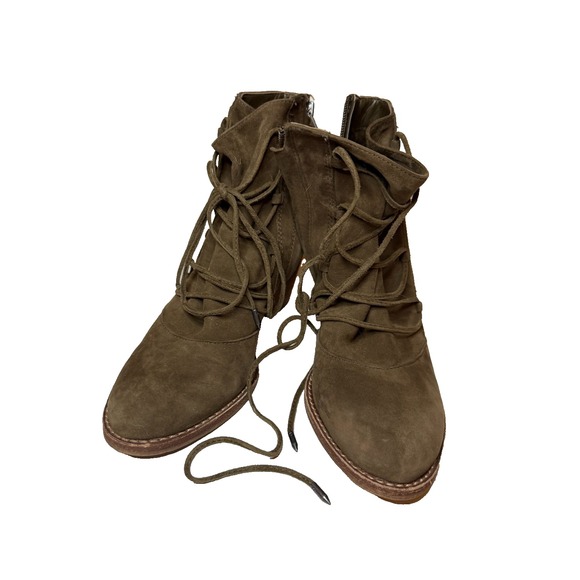 Anthropologie Sam Edelman Millard Suede Leather Lace Cottagecore Ankle Boots 6.5 - Picture 8 of 14